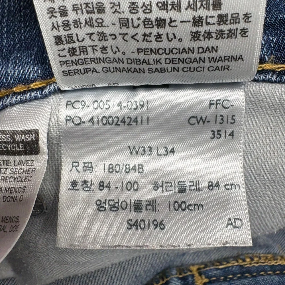 Levi's 514 Straight Fit Jeans Men 33x34 Blue Zip Fly Denim Good Condition